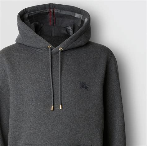 Embroidered EKD Cotton Blend Hoodie in Charcoal melange